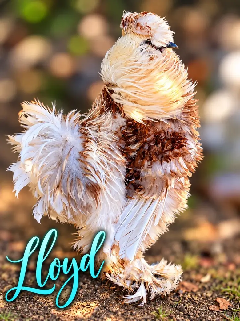 Lloyd, a Silkie rooster from The Groovy Silkie Co.